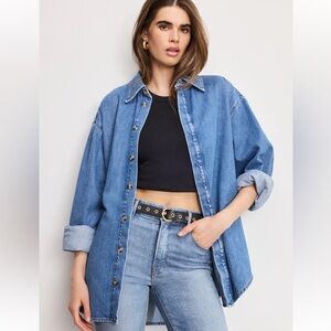 NWOT Good American oversized denim shirt